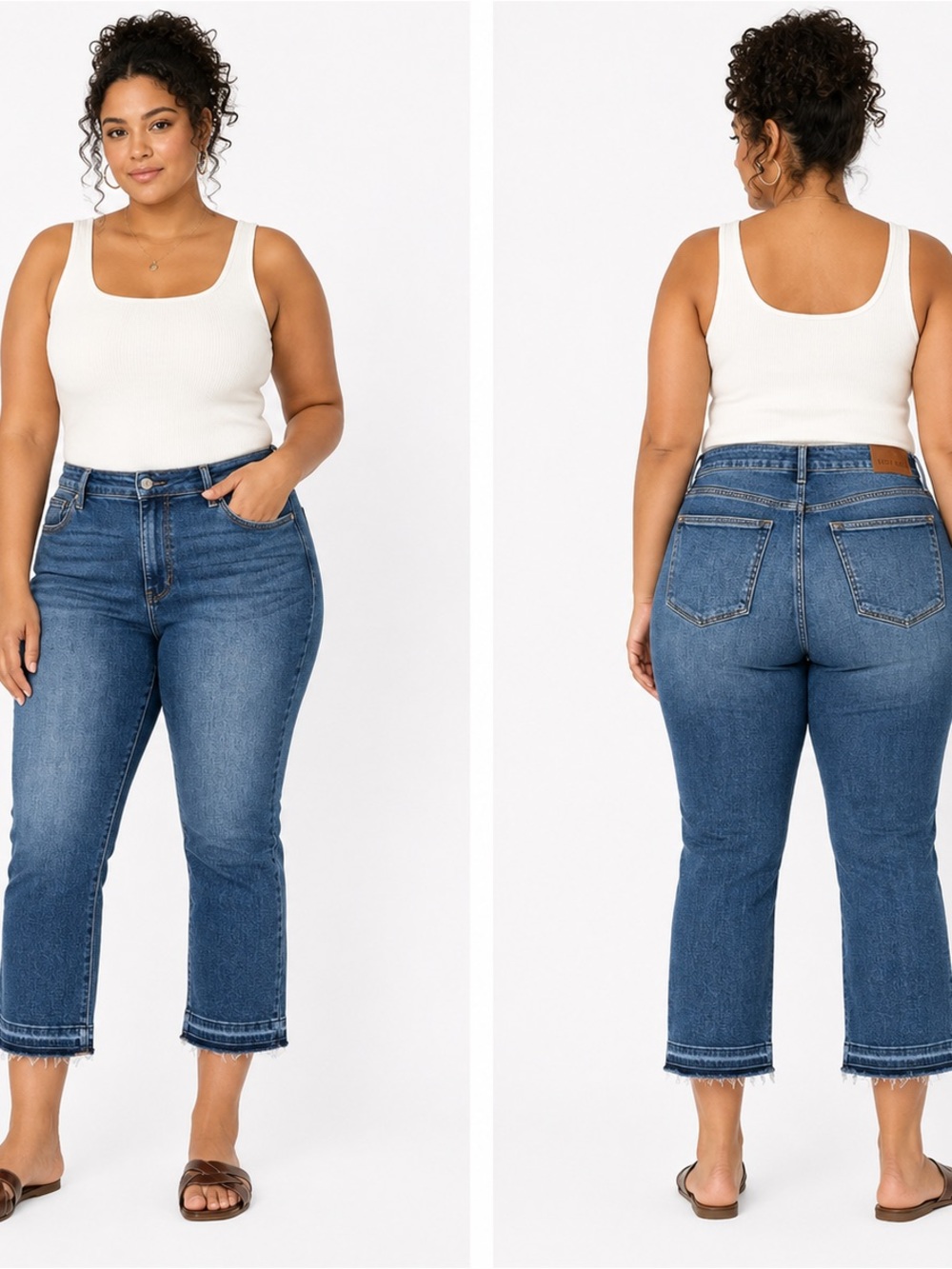 Judy Blue Amy Vintage Wash Kick Flare Jeans 16W Released Hem High Rise Blue